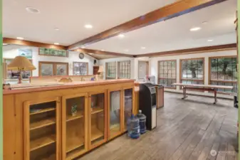 The kitchen side cabinets and adjacent pantry offer additional storage.