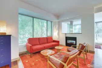 2 Sided gas fireplace - perfect for cozy nights among the tree tops!