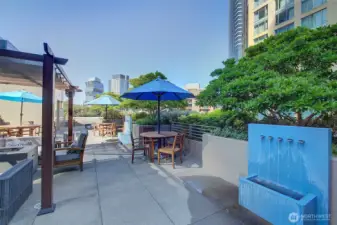 Common Area:  900 Lenora 3rd Floor Terrace with BBQs, Fire Pits, & Pet Relief Area.