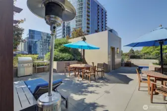 Common Area:  900 Lenora 3rd Floor Terrace with BBQs, Fire Pits, & Pet Relief Area.