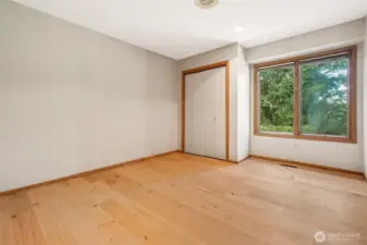 Bedroom #3 with gorgeous  hardwood floors and peaceful back yard views.