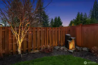 The outer loop lot ensures privacy from neighbors.  Enjoy the soothing sounds of the water feature