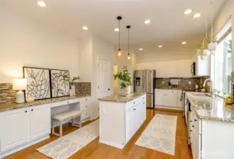 Kitchen with work area.
