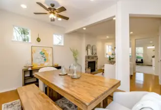 Large eating area off kitchen.