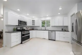 Open kitchen provides plenty of space.