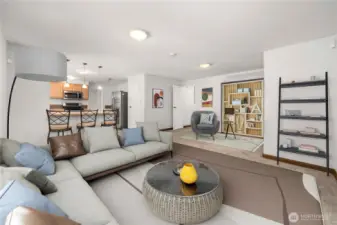 Virtually staged family room