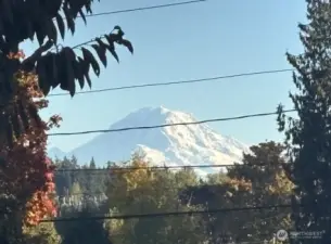 View of the mountain from the rooftop deck.