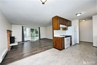 Kitchen and dining area opens up to the living room