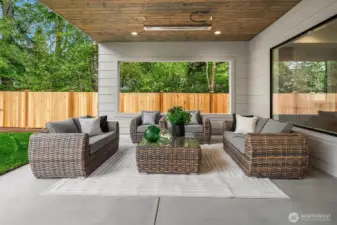Secluded outdoor covered living area