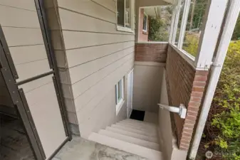 Outside entrance to lower level.