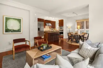 High ceilings and an open floor plan make this living space so functional.
