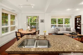 This corner unit features lots of windows, yet still feels very private.