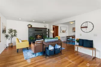 Livingroom flows into the Dining room