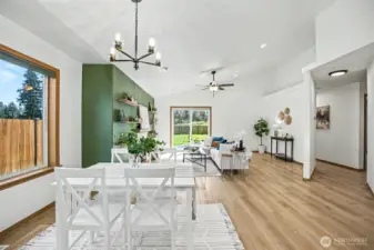 Vaulted ceilings make this area feel so open!