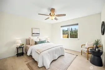 Primary suite complete with your own 3/4 bath and large walk in closet.