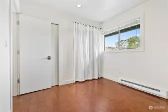 This bedroom window looks out to the pool area.