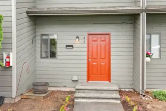 Cute front porch with room to personalize the landscaping.