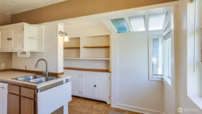 Upstairs: Kitchen.
