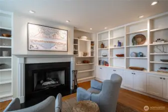 Library w/ Original Built-in Cabinetry + Fireplace