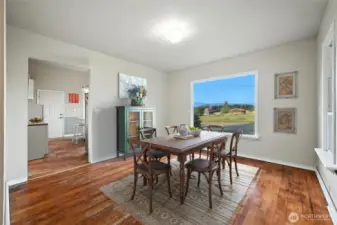 Virtually staged dining room.