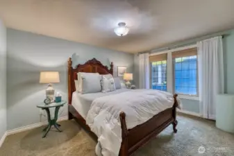 This is bedroom one that looks out to the private courtyard.