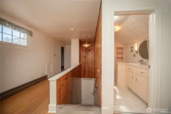 Stairs up to second level