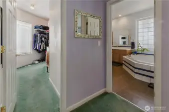 Well lit large walk-in closet