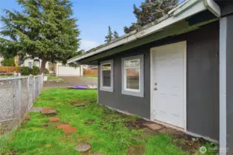 This is part of the ADU building - this portion is currently being used for storage, but it has potential to be converted to an additional dwelling unit (studio).