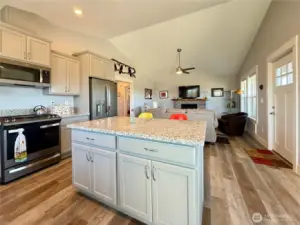 Stone slab counters throughout.