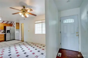 Entryway, dining area/country kitchen