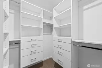 Here is the 2nd closet in the primary with custom shelving.