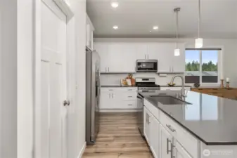 Pendant lighting and walk-in pantry