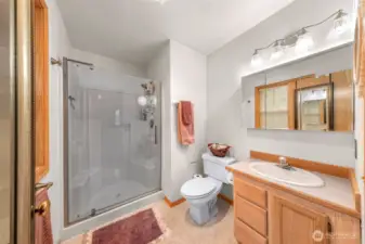 Primary bathroom with walk in shower