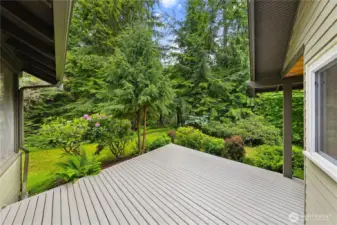Well maintained decks and beautifully mature landscaping.