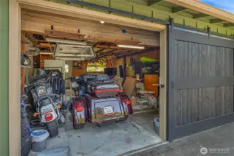 Garage door opened - Fits a car.