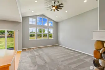 Vaulted ceilings and large windows in the living area!