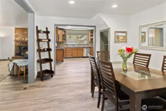 Dining room flows into Kitchen and family room