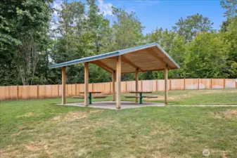 Neighborhood covered seating area.
