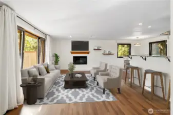 The large living room is open to the dining room and kitchen!