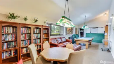 Library, card/game and billiard's room adjacent to fellowship hall.
