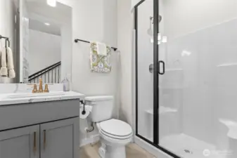 Main floor bathroom right off the entryway