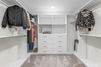 Another upgrade is the floor to ceiling custom closet.