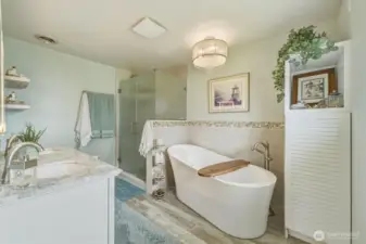 Primary Bathroom with Garden Soaking Tub.