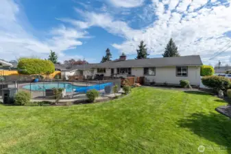 Back Yard with View of Deck and Pool/