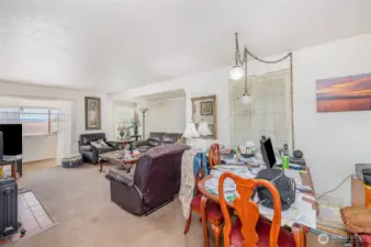 Living and dining space flow seamlessly with great architectural details.