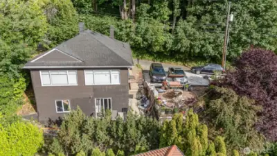 A view of the backside of the home.