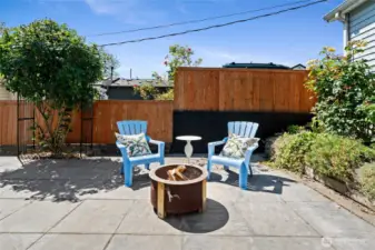 Firepit on back patio.