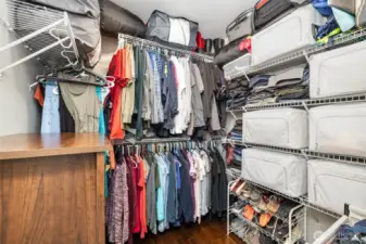 Good sized walk in closet has hanging space plus room for a full dresser!