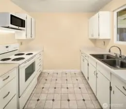 The electric stove can be converted to natural gas if you wish.