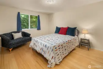 The second bedroom is very large and could easily contain a king bedroom set.